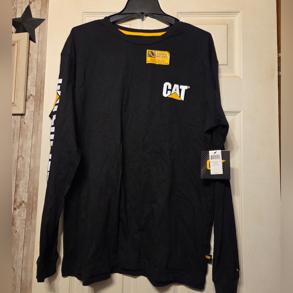 Men's Black Cat Caterpillar Large Longsleeve Tee New with Tags